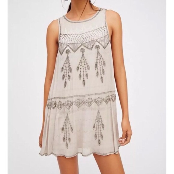$168 Free People Delilah Mini Dress Size Small Z206-8 bohochic hippie lagenlook - Picture 1 of 7